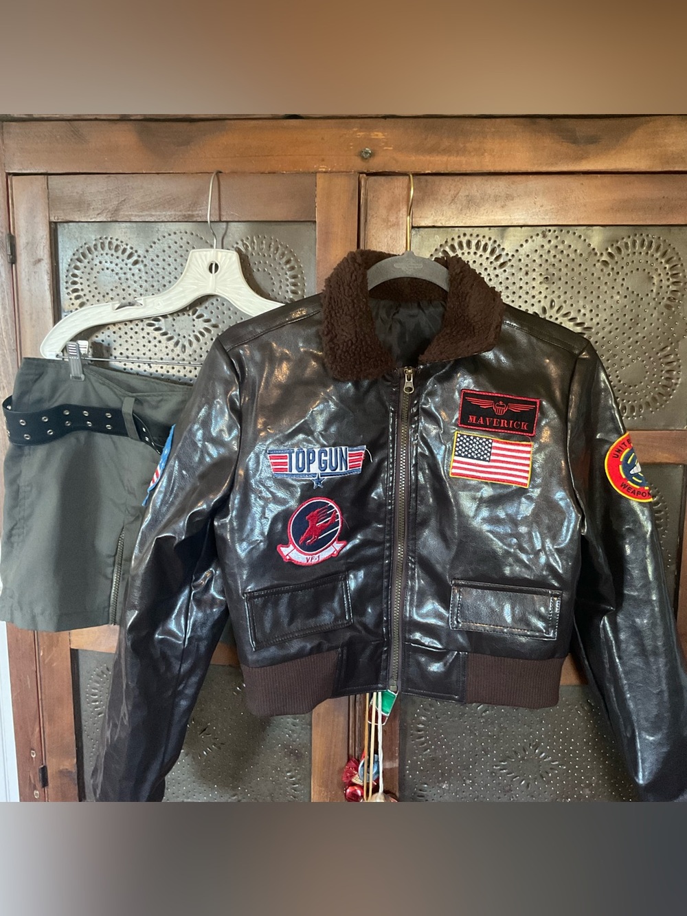Vintage Y2K Leg Avenue Top Gun Halloween Costume L Bomber Jacket Set